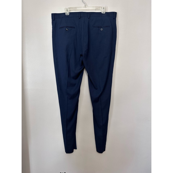 Soul Of London Mens Dress Pants Blue Stretch Flat Front Zip 39 Unfinished New - Picture 4 of 8